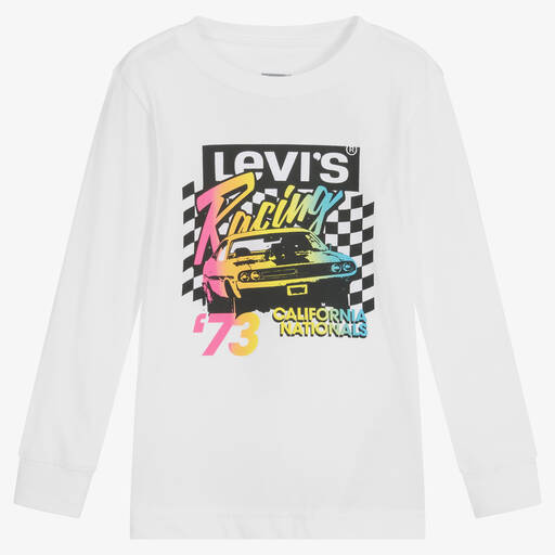 Levi's-Boys White Racing Logo Top | Childrensalon Outlet