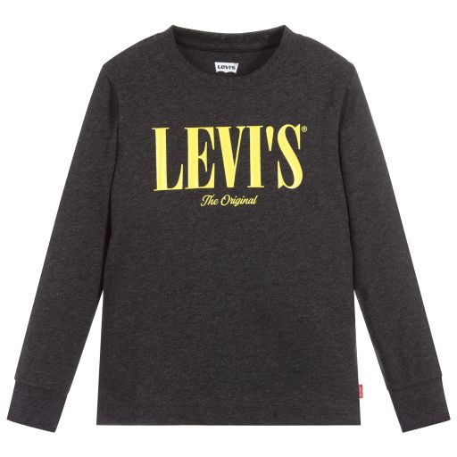 Levi's-Dark Grey Cotton Logo Top | Childrensalon Outlet