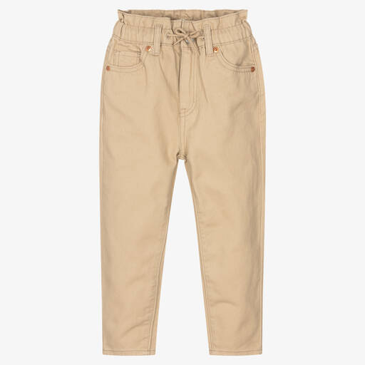 Levi's-Girls Beige Paperbag Jeans | Childrensalon Outlet