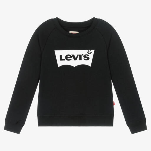 Levi's-سويتشيرت قطن جيرسي لون أسود للبنات | Childrensalon Outlet