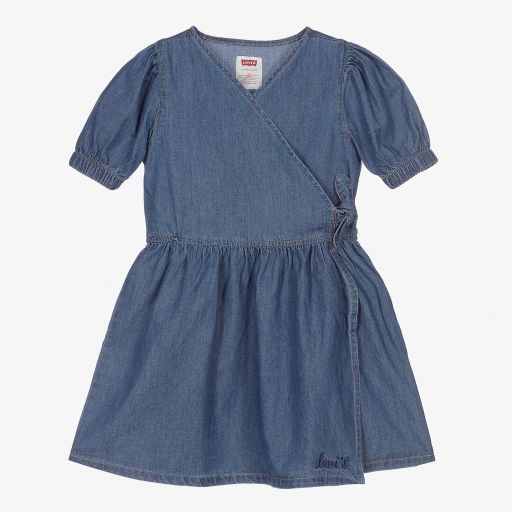 Levi's-Синее платье из шамбре с запахом для девочек | Childrensalon Outlet