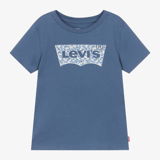 Levi's-Girls Blue Cotton Batwing T-Shirt | Childrensalon Outlet