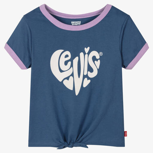 Levi's-Girls Blue Cotton Logo T-Shirt | Childrensalon Outlet