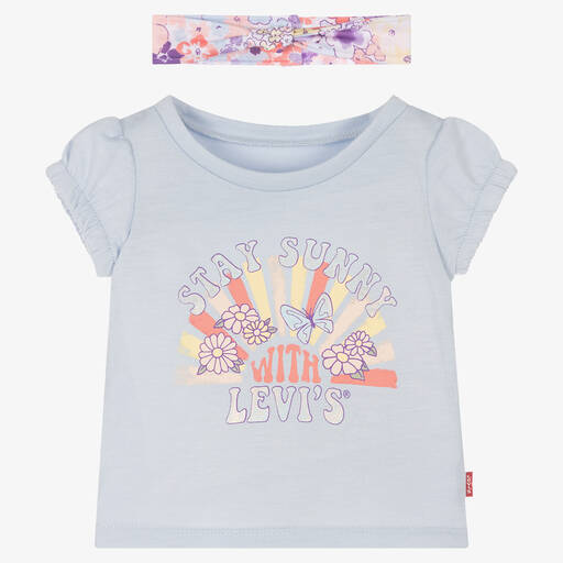 Levi's-Girls Blue T-Shirt & Headband Set | Childrensalon Outlet