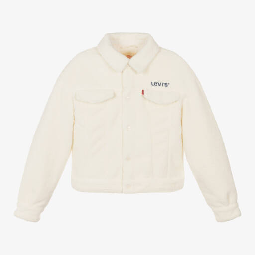 Levi's-Girls Cream Sherpa Fleece Coat | Childrensalon Outlet