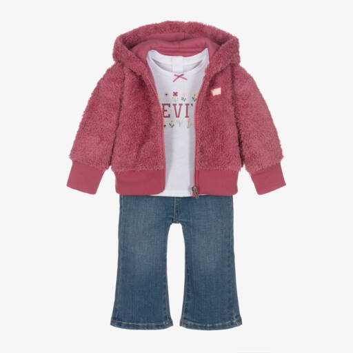 Levi's-Girls Denim Ensemble in Pink & Blue | Childrensalon Outlet