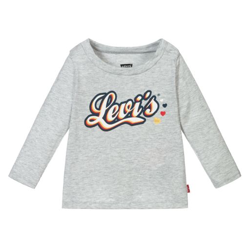 Levi's-Girls Grey Marl Logo Top | Childrensalon Outlet