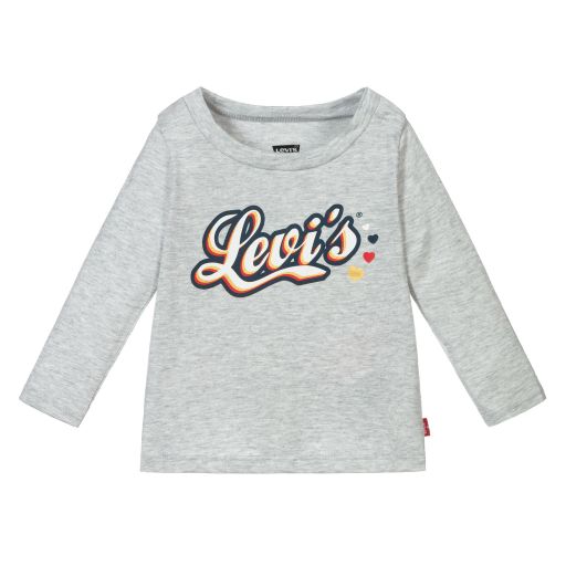 Levi's-Girls Grey Marl Logo Top | Childrensalon Outlet