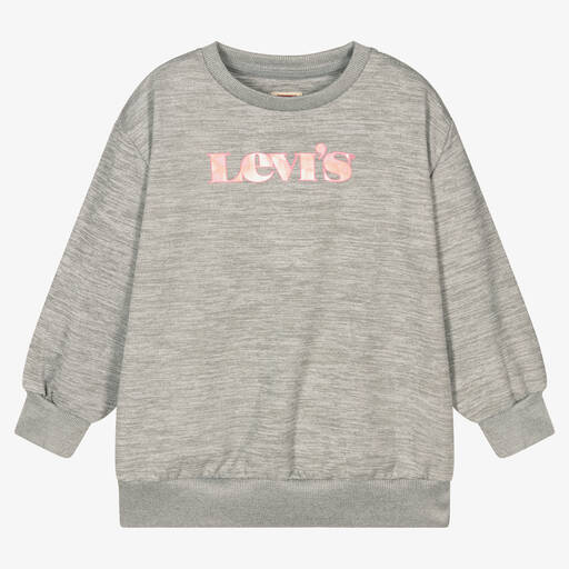 Levi's-Girls Grey & Pink Logo Sweatshirt | Childrensalon Outlet