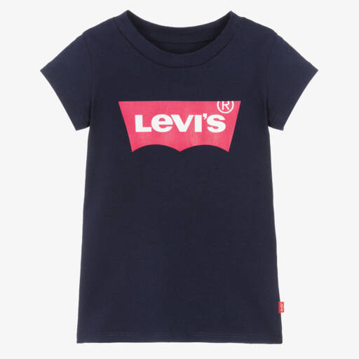 Levi's-Girls Navy Cotton Logo Tee | Childrensalon Outlet