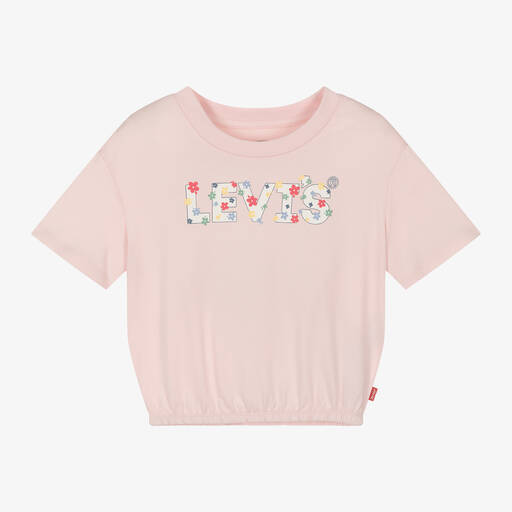 Levi's-Girls Pink Cotton Floral T-Shirt | Childrensalon Outlet