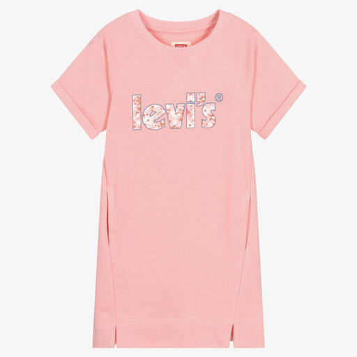 Levi's-Girls Pink Cotton Logo Sweatshirt Dress | Childrensalon Outlet