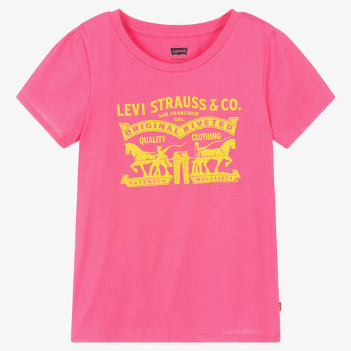 Levi's-Girls Pink Cotton Logo T-Shirt | Childrensalon Outlet