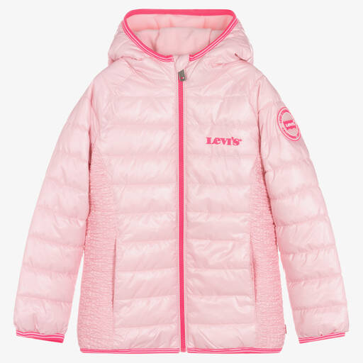 Levi's-Girls Pink Hooded Puffer Jacket | Childrensalon Outlet