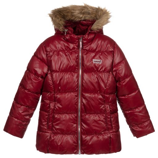 Levi's-Girls Red Puffer Coat | Childrensalon Outlet