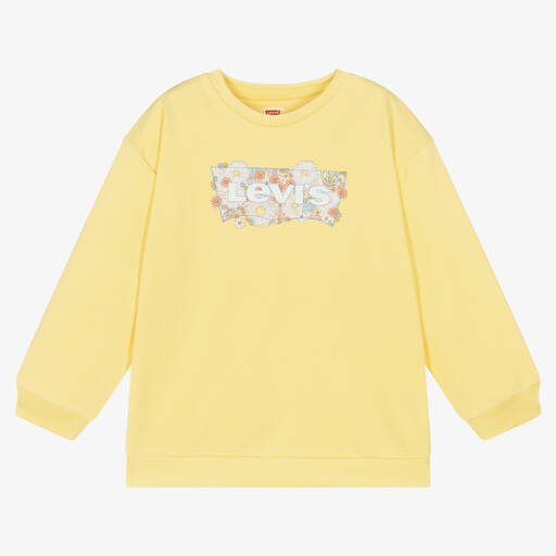 Levi's-Girls Yellow Floral Logo Sweatshirt | Childrensalon Outlet