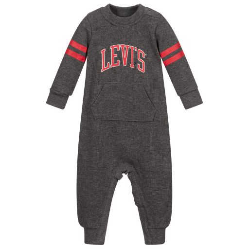 Levi's-Grey & Red Logo Jersey Romper | Childrensalon Outlet
