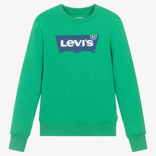 Levi's-سويتشيرت قطن جيرسي لون أخضر تينز ولادي | Childrensalon Outlet