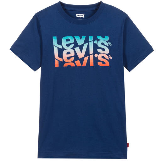 Levi's-تيشيرت تينز ولادي قطن جيرسي لون كحلي | Childrensalon Outlet