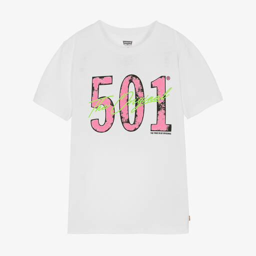 Levi's-Teen Boys White 501 Logo T-Shirt | Childrensalon Outlet