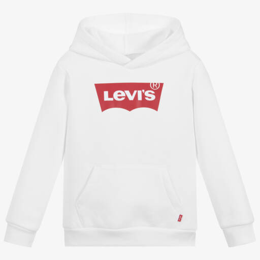 Levi's-Teen Boys White Cotton Logo Hoodie | Childrensalon Outlet