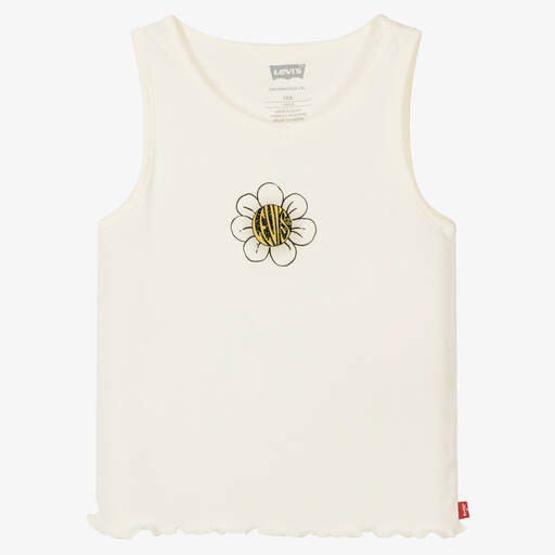 Levi's-Teen Girls Ivory Cotton Daisy Vest Top | Childrensalon Outlet