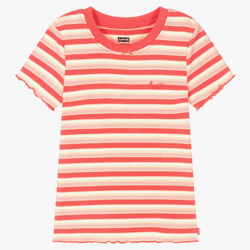 Levi's-Teen Girls Pink Ribbed Logo T-Shirt | Childrensalon Outlet
