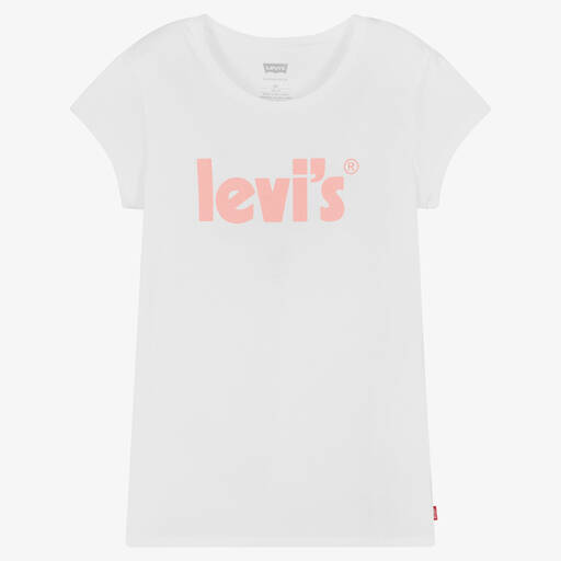 Levi's-Teen Girls White Cotton Logo Tshirt | Childrensalon Outlet