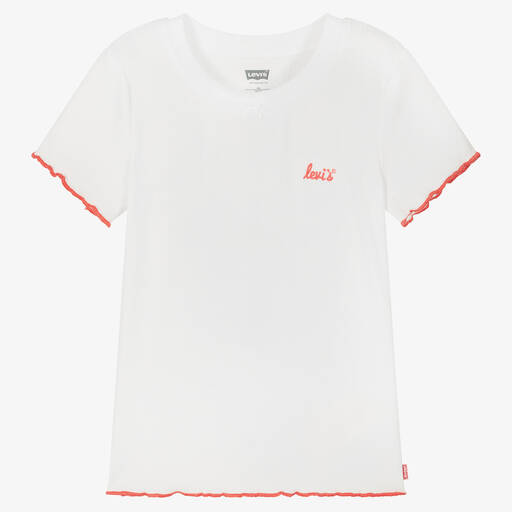Levi's-Teen Girls White Ribbed Logo T-Shirt | Childrensalon Outlet