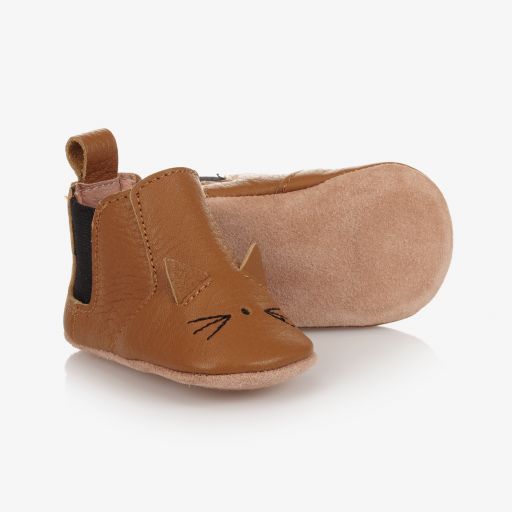 Liewood-Beige Krabbelschuhe aus Leder | Childrensalon Outlet