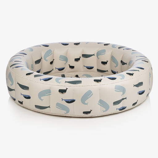 Liewood-Beige Whale Print Inflatable Paddling Pool (140cm) | Childrensalon Outlet
