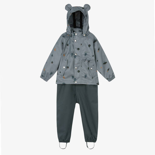 Liewood-Blue Space Rainwear Coat & Trouser Set | Childrensalon Outlet