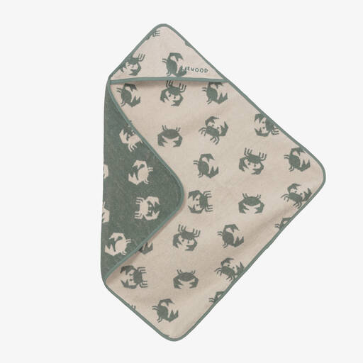 Liewood-Green & Beige Cotton Hooded Baby Towel (70cm) | Childrensalon Outlet
