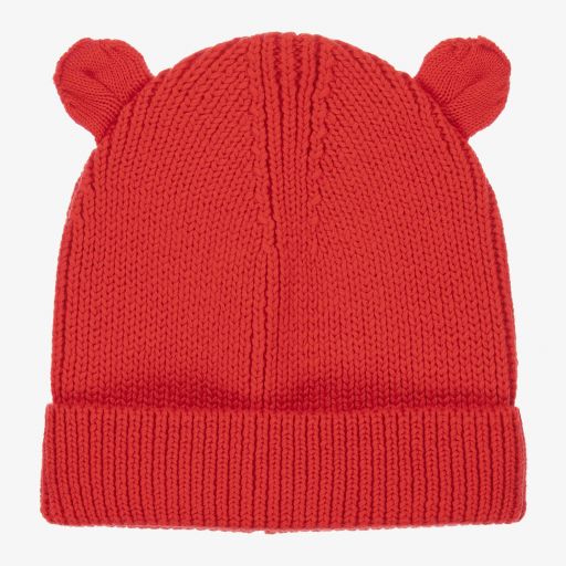 Liewood-قبعة بيني قطن عضوي محبوك لون أحمر فاقع | Childrensalon Outlet