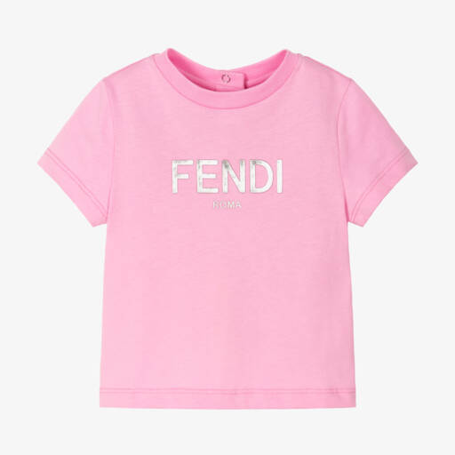 Fendi-Мягкая розовая хлопковая футболка для девочек | Childrensalon Outlet