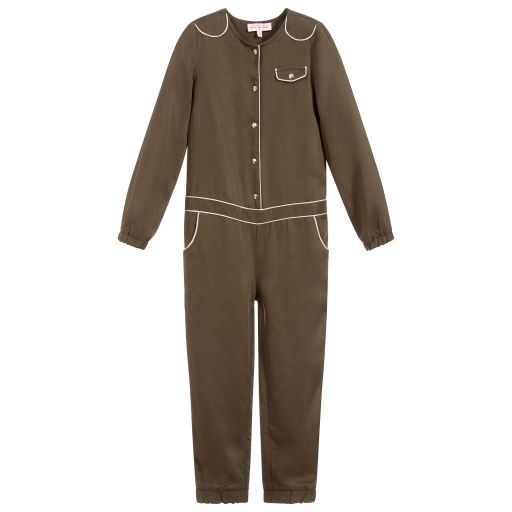 Lili Gaufrette-Girls Green Lyocell Jumpsuit | Childrensalon Outlet