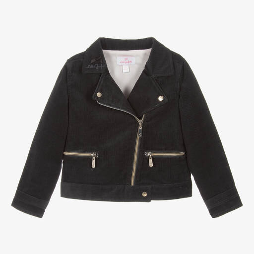 Lili Gaufrette-Graue Cord-Bikerjacke für Mädchen | Childrensalon Outlet