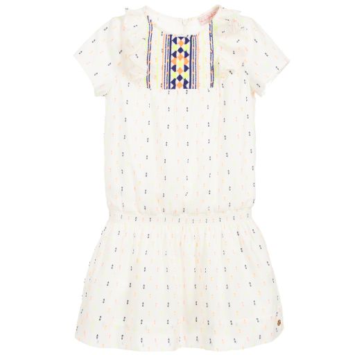 Lili Gaufrette-Girls Ivory Cotton Dress | Childrensalon Outlet