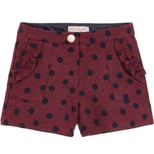 Lili Gaufrette-Girls Red Jacquard Shorts | Childrensalon Outlet