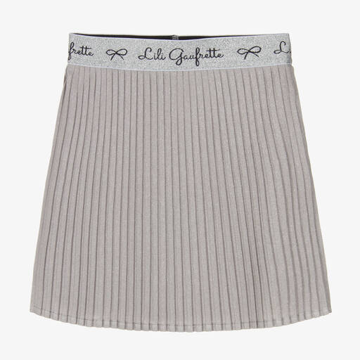 Lili Gaufrette-Girls Silver Metallic Pleated Skirt | Childrensalon Outlet