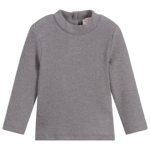 Lili Gaufrette-Grey Angora Blend Top | Childrensalon Outlet