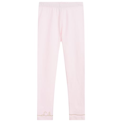 Lili Gaufrette-Pale Pink Cotton Leggings | Childrensalon Outlet