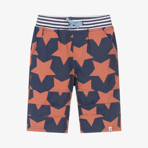 Lilly and Sid-Boys Blue Organic Cotton Star Shorts | Childrensalon Outlet
