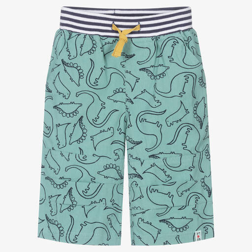 Lilly and Sid-Boys Green Organic Cotton Dinosaur Shorts | Childrensalon Outlet