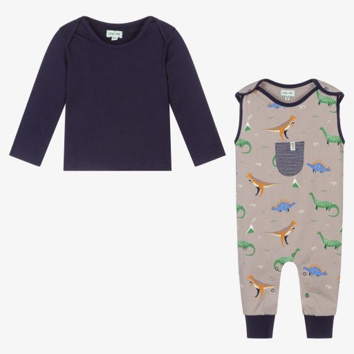 Lilly and Sid-Organic Cotton Dungaree Set | Childrensalon Outlet