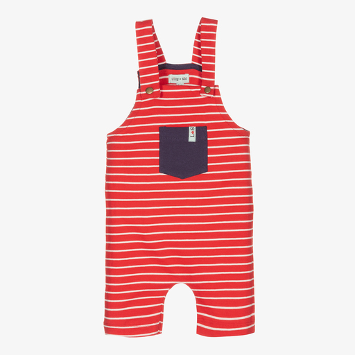 Lilly and Sid-Red Cotton Dungaree Shorts | Childrensalon Outlet