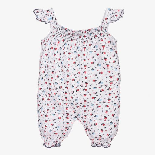 Lilly and Sid-White Organic Cotton Playsuit | Childrensalon Outlet