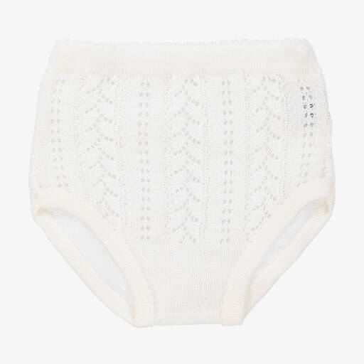 Linn-Girls Ivory Knitted Cotton Knickers | Childrensalon Outlet