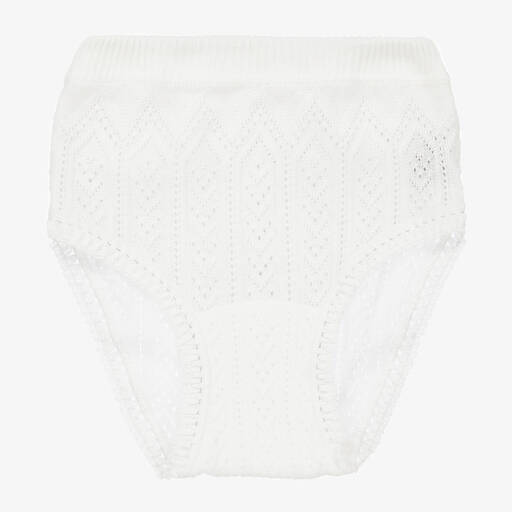 Linn-Ivory Cotton Knit Knickers | Childrensalon Outlet