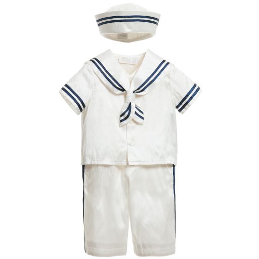 Little Darlings Для праздника-Baby Boys Ivory Silk Sailor Suit & Hat | Childrensalon Outlet
